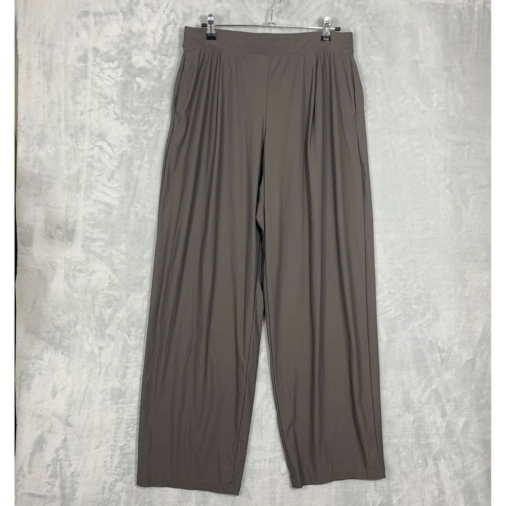 Uniqlo Womens Pants L AIRism Gray Wide Leg UV Protection Stretch Athleisure